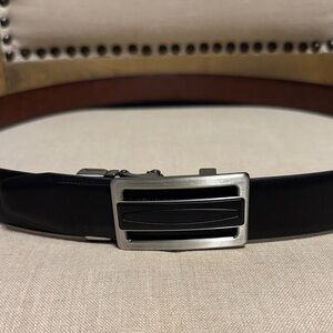 Fabio Valenti Men’s Black Leather Ratchet Belt, Size 44/46